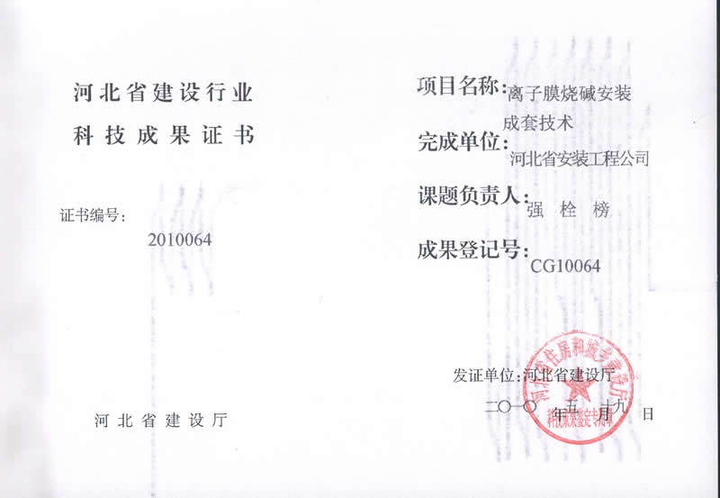 CG10064離子膜燒堿安裝成套技術(shù)